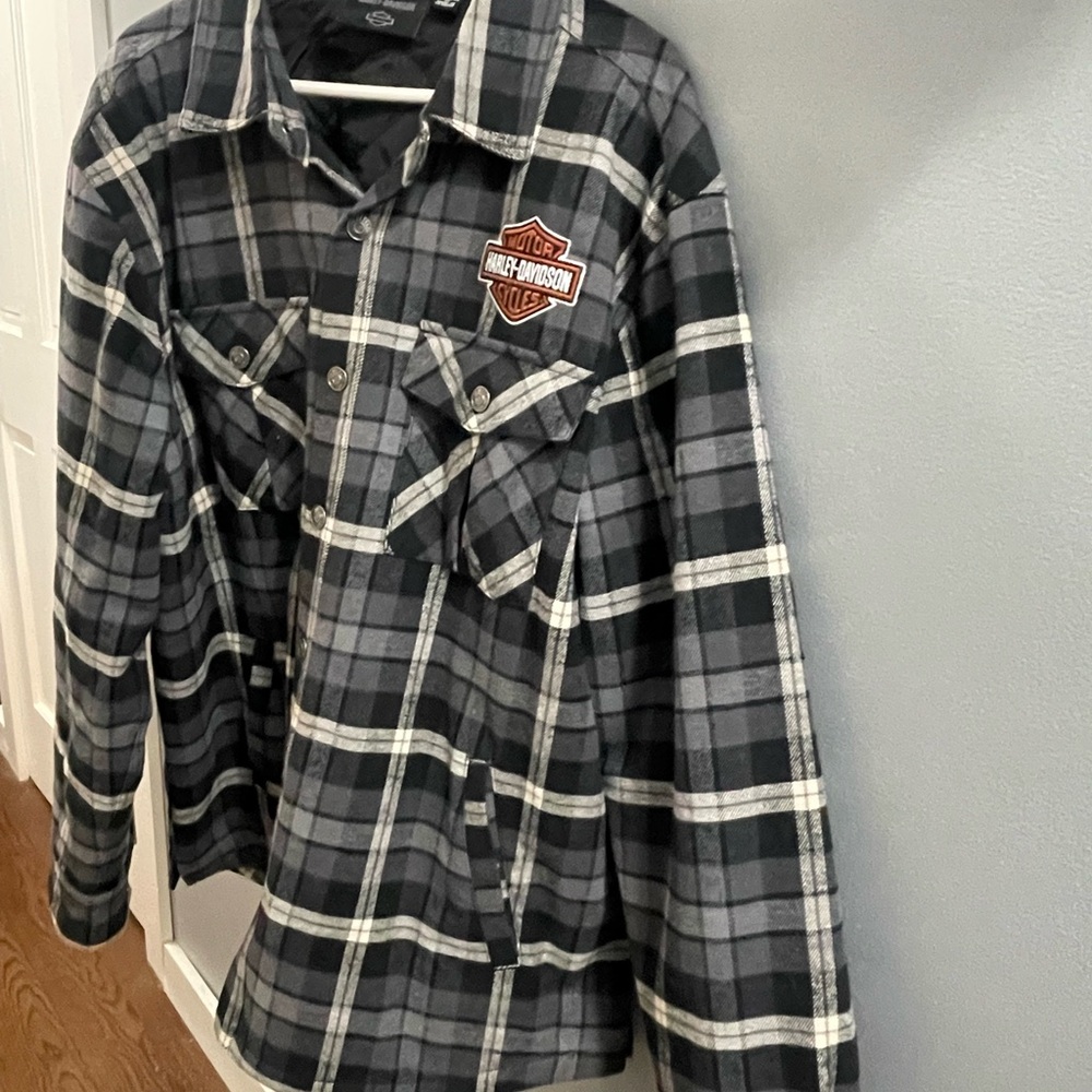 Harley-Davidson Black and Gray Checkered Shirt
